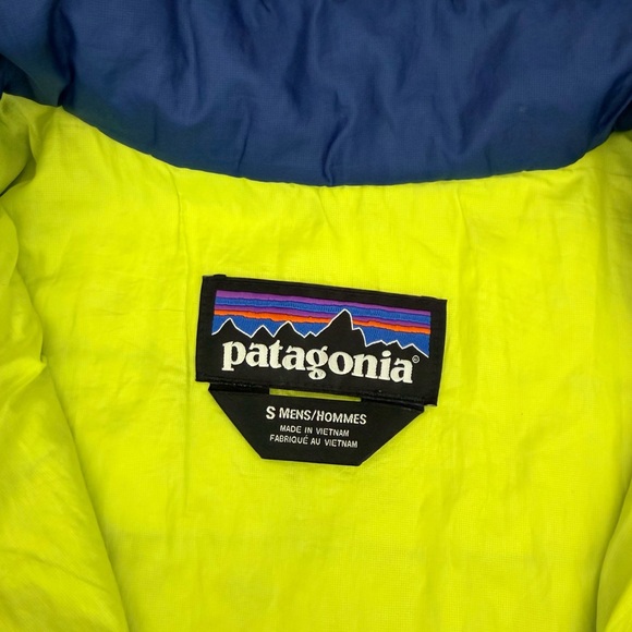 Patagonia Nano Puff Jacket Mens Small Blue / Yellow Puffer Coat Great Condition - Picture 6 of 9